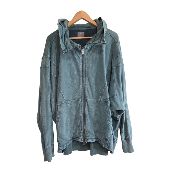 Free People Movement All Your Love Hoodie Medium Blue Teal Oversized Jacket - Picture 1 of 9